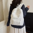 thumbnail image 4 of Polka Dot Bow Backpack Set, Water Resistant Bookbag with Lunch Box and Pencil Case, Nylon Laptop Backpack for Outdoor College, White, 4 of 10