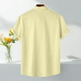 thumbnail image 5 of New Summer Arrivals YLSDY Men's Stylish Stretch Wrinkle Free Short Sleeve Button Down Shirt Summer Casual Beach Vacation Button up Shirts Yellow L, 5 of 9