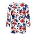 thumbnail image 4 of Odbmxy Independence Womens T Shirts Plus Size 3/4 Sleeve Patriotic Womans Tops Summer Casual Blue Graphic Vacation Loose Tops, 4 of 5