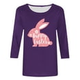thumbnail image 4 of EQWLJWE Plus Size Easter Tops for Women Summer Crewneck 3/4 Sleeve Tees Cute Bunny Graphic T Shirt Loose Blouses Shirt Spring Clothes for Dating Going Out Workout (Purple,S), 4 of 4