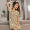 thumbnail image 3 of Naloa Egg and Avocado Print Women Nightgowns,Womens Loungewear,Short Sleeve Sleepwear,Comfy Ladies Nightdress, 3 of 6