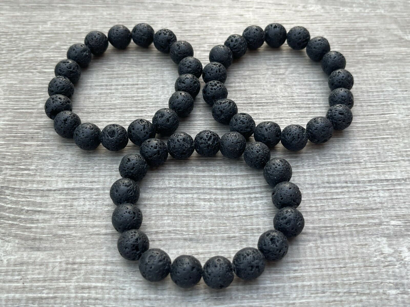  Whoiy Black Bead Bracelet, Mens Beaded Bracelets Large Alloy  Lava Rock Elastic Smooth Round Beads Valentine's Day Bead Bracelet  17cmx8mm, 2Pcs: Clothing, Shoes & Jewelry