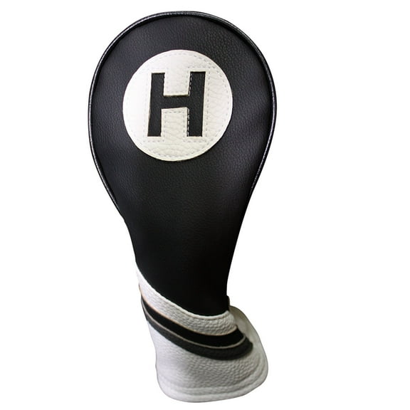 Golf Headcover Black and White Vintage Leather Style #2 Hybrid Head Cover Fits Most Hybrid Clubs