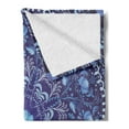 thumbnail image 2 of Navy Blue Soft Flannel Fleece Blanket, Circular and Floral Alike Oriental Style Patterned Design Artwork, Cozy Plush for Indoor and Outdoor Use, 70" x 90", Navy Blue White and Blue, by Ambesonne, 2 of 5