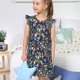 thumbnail image 4 of Fotbe Purple-Gold Triangles Vestido de Dormir para Niñas de 3 a 10 Años, Mangas Cortas, Estilo Princesa, Pijama Camisón con Mangas Voladas-Large, 4 of 6