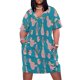 thumbnail image 2 of Vestido holgado con bolsillos en verde azulado y cactus de estilo mod medio para mujer, vestidos de verano 2025, atuendos para festivales., 2 of 7