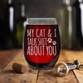 thumbnail image 6 of Shop4Ever® My Cat & I Talk About You Engraved Stemless Wine Glass Funny Cat Mom Gift 15 oz., 6 of 6