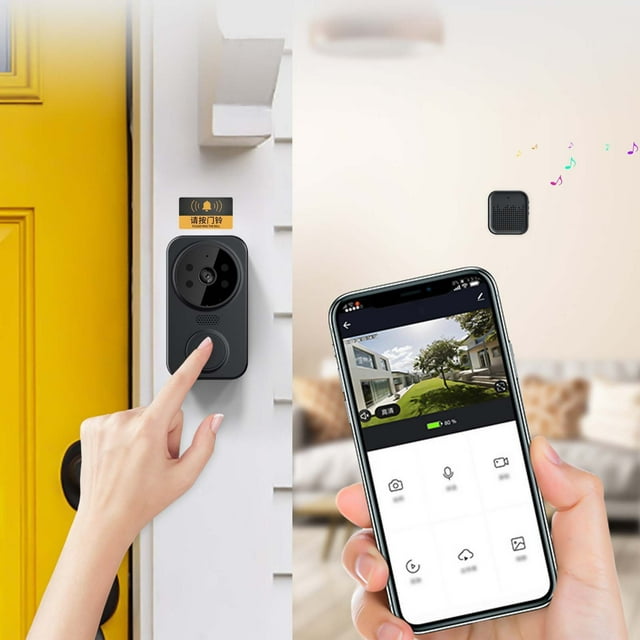 Sonnette Vidéo Sans Fil, Sonnette Vidéo Sans Fil Wifi, Sonnette Intelligente Sans Fil Télécommande Vidéo Sonnette Intelligente Visuelle Maison Vision Nocturne Hd Sécurité Wifi Version Batterie