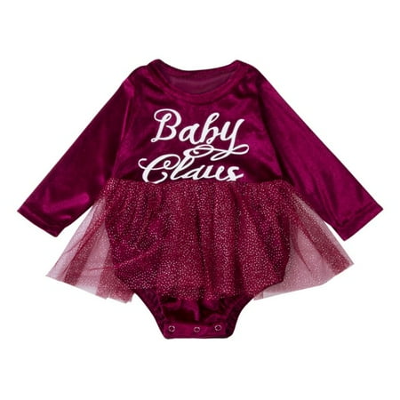 

Christmas Newborn Baby Girls Romper Velvet Lace Dresses Baby Claus Bodysuit Tutu Skirt Jumpsuit Princess Outfit