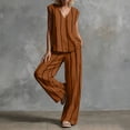 thumbnail image 5 of Levmjia Women Sets 2 Piece Outfits V Neck Sleeveless Striped Top High Waist Wide Leg Pants Pocket Set Summer Fashion Casual Loose Comfortable Travel Vacation Beachwear, 5 of 6
