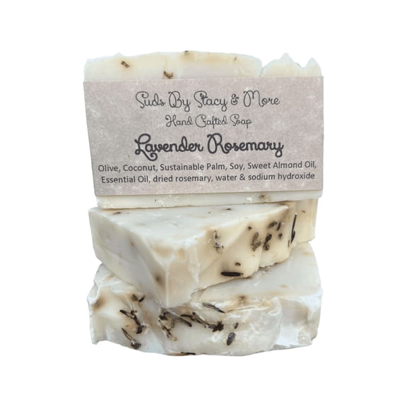 Lavender Rosemary - Three Pack of Handmade Face and Body Soap Bars 4.8 - 5 ounce