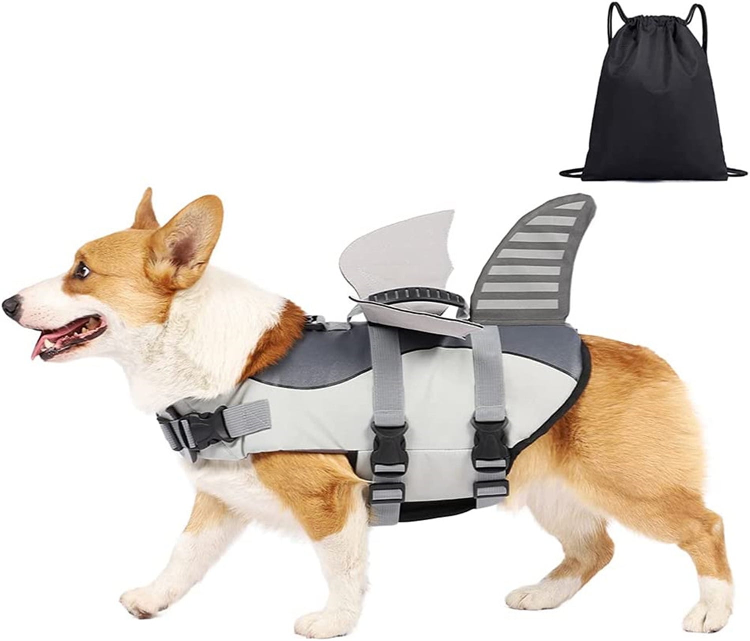 Dog Life Jacket Shark,Casewin Ripstop Dog Lifesaver Vests with Rescue Handle for Small Medium