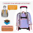 thumbnail image 4 of Zerak 6-Wheel Rolling School Backpack Set, 18" Trolley Bag with Lunch Bag & Pencil Case for Girls, 4 of 10