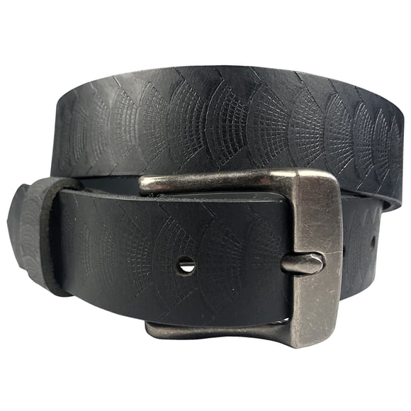 1.25″ Embossed Reptile Weave Brown Buffalo Leather Belt – Canadian Crafted