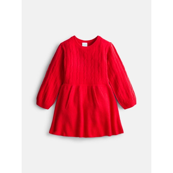 Wonder Nation Toddler Girls Knit Dress with Long Sleeves, Sizes 12M-5T