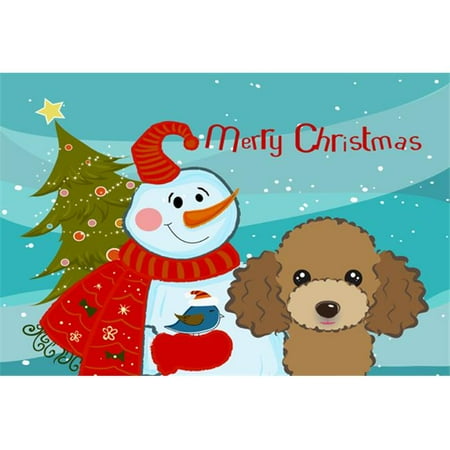 

Carolines Treasures BB1876PLMT Snowman With Chocolate Brown Poodle Fabric Placemat