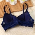 thumbnail image 5 of Fatuov Women's Lace Wire Bra Solid Color Breathable T-Shirt Bra for Outdoor, Push Up Supportive Full Coverage Lightly Lined Bra 36B, Blue, 5 of 5