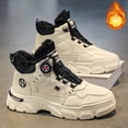 thumbnail image 5 of Botas altas amarillas de felpa de invierno para hombre, botas de nieve cálidas a prueba de frío para exteriores, zapatos informales con plataforma con cordones, 5 of 5