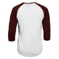 thumbnail image 3 of J. METHOD Men's 3/4 Sleeve Baseball Crewneck Tshirt Top Raglan Jersey T Shirt NEMT06 WHT/BUR S, 3 of 5