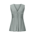 thumbnail image 5 of Heisall Womens Tank Tops Summer Casual Sleeveless V Neck Twist Knot Front Patchwork Solid Color Everyday Style, 5 of 9