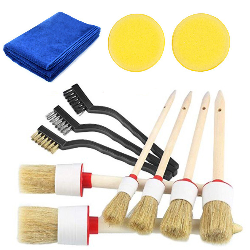 12 PC Car Cleaner Brush Set,Including Natural Boar Hair Detail Brush