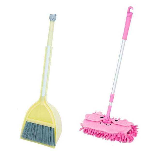 PITHLERS CLIMING SET Niños Herramientas de limpieza de la limpieza de niños Juega Mini escoba de juguete con DustPan Mop para niños para preescolar escoba amarilla
