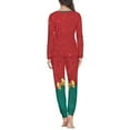 thumbnail image 3 of Suhoaziia Pajama Set Comfortable 2pcs Loungewear Womens Sleepwear Novelty Daily Wear Leisure Time Indoor Suit Gold Bow Tie Print Graphic Size 2XL,Long Sleeve Sleep Set, 3 of 5