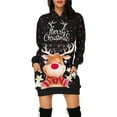 thumbnail image 2 of Chandail en Molleton de Noël pour Femmes, Cardigan à Col Rond Chaud, Veste de Mode à Capuche, Fermeture Mi-Longue, Imprimé de Vacances, Pull à Manches Longues, Pull de Noël, 2 of 6