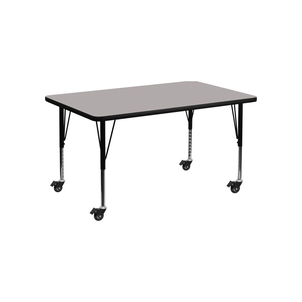 Offex 30"W x 48"L Mobile Rectangular Activity Table with 1.25" Thick