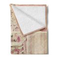thumbnail image 2 of Shabby Flora Soft Flannel Fleece Throw Blanket, Grandmother Mothers Day Vintage Themed Lace Cage Cups Flowers, Cozy Plush for Indoor and Outdoor Use, 70" x 90", Pale Pink White, by Ambesonne, 2 of 5