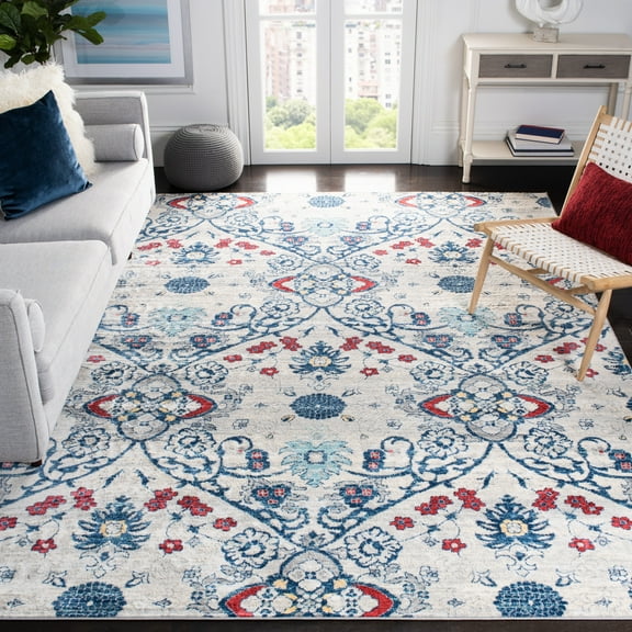 SAFAVIEH Brentwood Rudolf Southwestern Area Rug, Navy/Gray, 6'7" x 6'7" Square