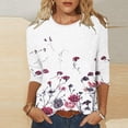 thumbnail image 2 of Birdeem Mode Femmes T-Shirt à Col Rond Manches 3/4 Imprimé Chandail Col Rond Blouse, 2 of 12