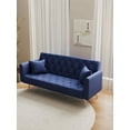 thumbnail image 5 of FFH 71" Velvet Futon, Convertible Sleeper Sofa Bed with 3-Position Adjustable Backrest, Twin-Size Sleeper Sofa with Throw Pillows, Blue, 5 of 10