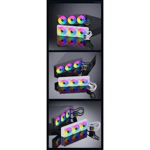 SNOWMAN Aio Liquid CPU Cooler ABS Materials Compatible with Intel and AMD CPU Efficient Control Pump Liquid Water Cooling. (360mm 3Fans Black)