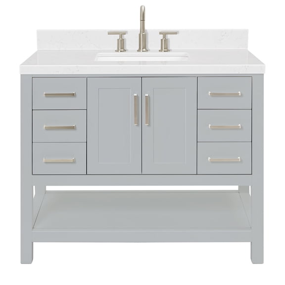 Ariel S042SCQRVOGRY Magnolia 42" Free Standing Single Basin Vanity Set - Grey