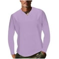 thumbnail image 4 of Yyeselk Mens Long Sleeve Muscle T Shirts Casual V-Neck Regular Fit Basic Lightweight Fitness Gym Workout Pullover Tee Shirts Light Purple XXXL, 4 of 8