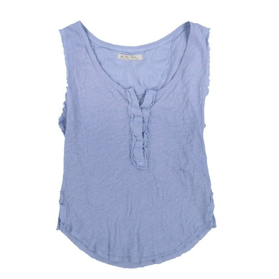 Free People Women's Shirt Lightweight Sleeveless Button Down Frayed Lilac Medium