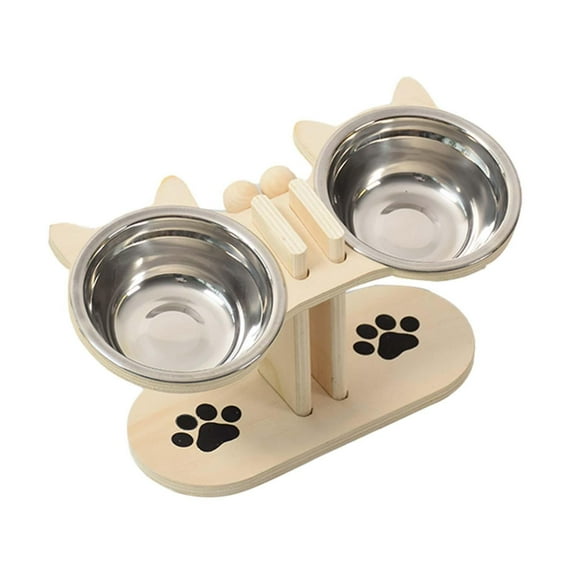 CarpNettore Cat Bowls Elevated Feeding Station Cat Dish Convenient Pet Feeder with Stand for Wood
