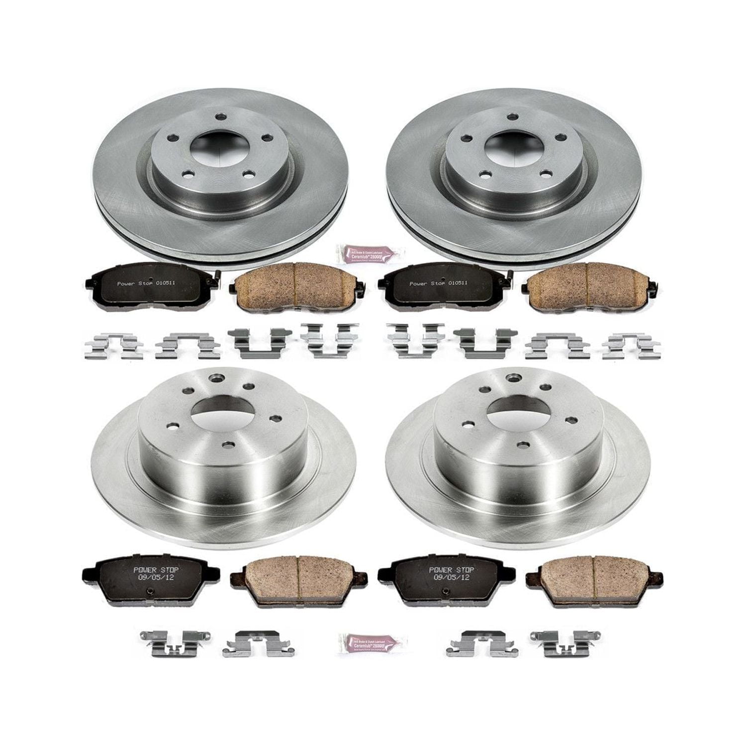 Power Stop Front and Rear Stock Replacement Brake Pad and Rotor Kit KOE242