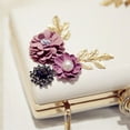 thumbnail image 2 of Bolso de noche de cuero para mujer, cartera de mano con flores para cena, fiesta, boda, color blanco (flores aleatorias), 2 of 5