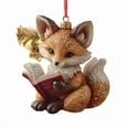 thumbnail image 2 of Hometravel Reading Fox Christmas Ornament, Book-Themed Animal Hanging Decor with Raccoon, Literary Inspired Xmas Decoration for Tree, Home, Book Lovers, 2 of 3