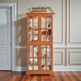 thumbnail image 2 of Tcbosik Glass Display Cabinet, 68.7"H Curio Cabinet with Adjustable Shelves and 4 Doors, Accent Storage Cabinet with Acrylic Back Pane for Living Room, Dining Room, Dark Oak, 2 of 10
