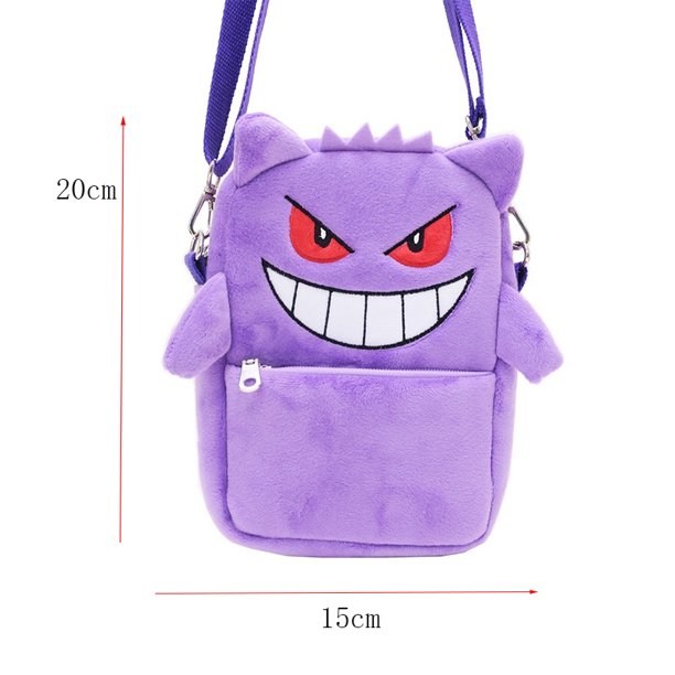 Bolso de hombro de felpa Gengar, bolso cruzado de Pokemon Pikachu Rowlet, bonito bolso de almacenamiento para niños, bolso de regalo de Navidad de juguete