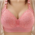 thumbnail image 2 of CFLVAEK Plus Size Bras for Women Comfort Wireless Bra Full Cover Everyday Bras Breathable Push Up Bralette for Large Breasts Pink 50, 2 of 8