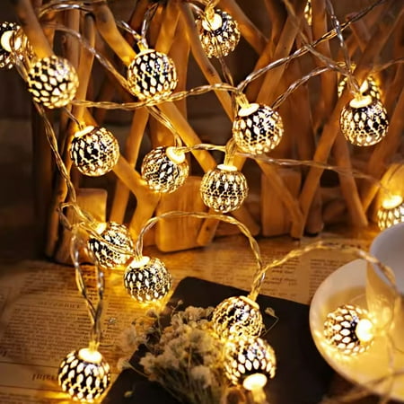 

LED light wrought iron Moroccan ball light solar battery box courtyard camping B & B outdoor Christmas decorative light
