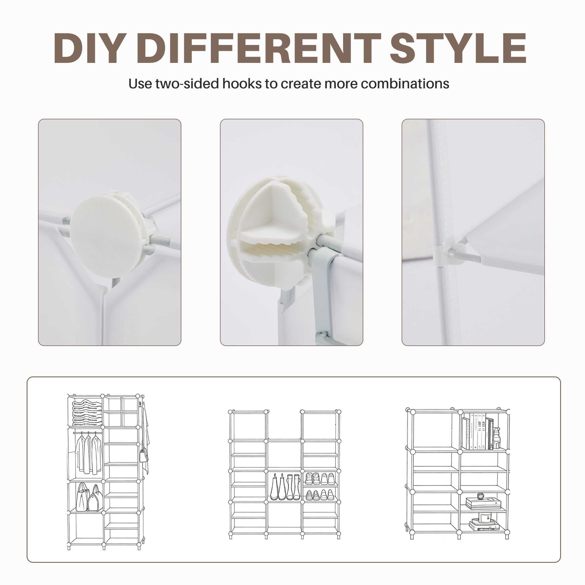 CONCETTA 6 Tier Shoe Rack, 24 Pair Plastic Shelves Storage Organizer for Closet Hallway Bedroom Entryway, 33*12*37, White