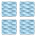 thumbnail image 1 of Bunny Coaster Set of 4, Pattern with Funny Rabbits on Polka Dot Background Baby Boys Nursery, Square Hardboard Gloss Coasters, Standard Size, Blue Baby Blue and Cream, by Ambesonne, 1 of 2