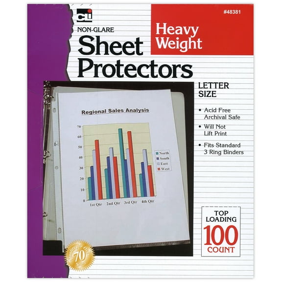 Charles Leonard CHL48381 Heavy Weight Sheet Protector, Box of 100