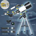 thumbnail image 4 of 70mm Aperture 300mm Beginner Telescope Set with Kids Binoculars, Eyepieces & Lightweight Tripod, 4 of 10