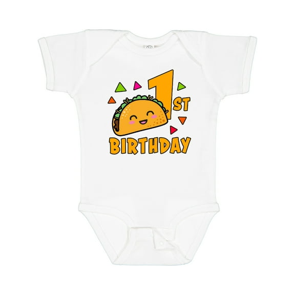 Inktastic 1st Birthday with Taco and Confetti Boys or Girls Baby Bodysuit